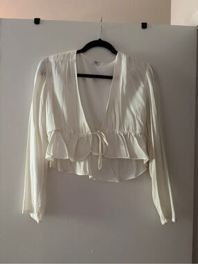 Sunday Best Ruffle Tie-Front Long Sleeve Top